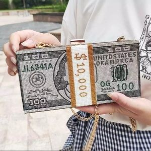 Rhinestone Money Clutch Purse